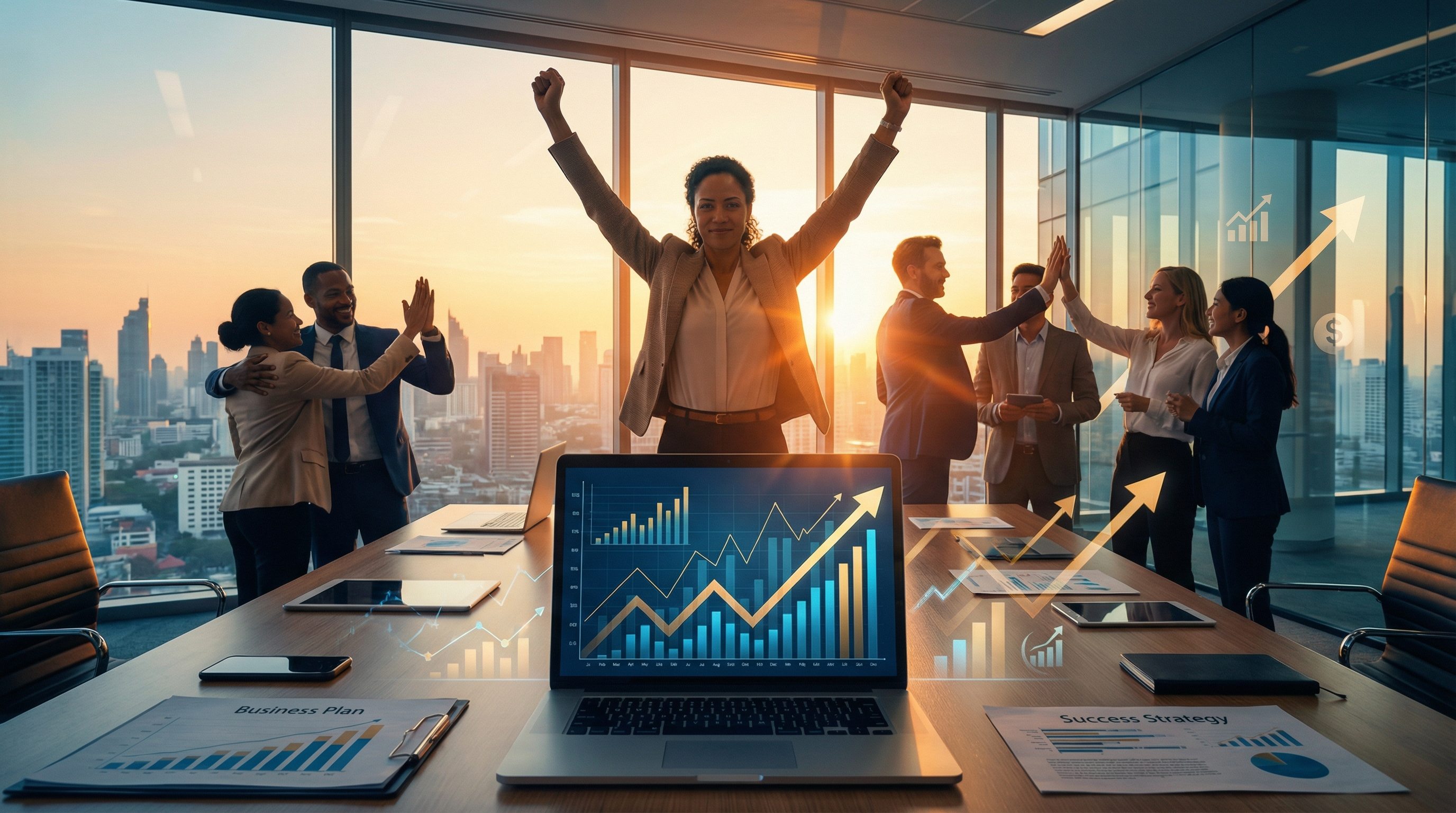 Business success celebration